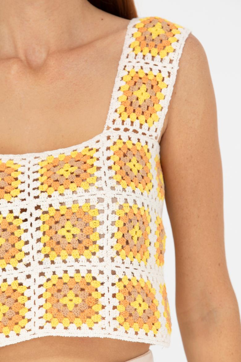 Kadın Krem Kare Yaka Kazak - 50262463003