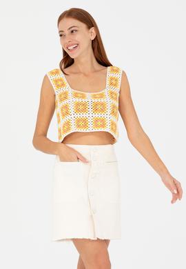 Kadın Krem Kare Yaka Kazak - 50262463003