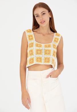 Kadın Krem Kare Yaka Kazak - 50262463003