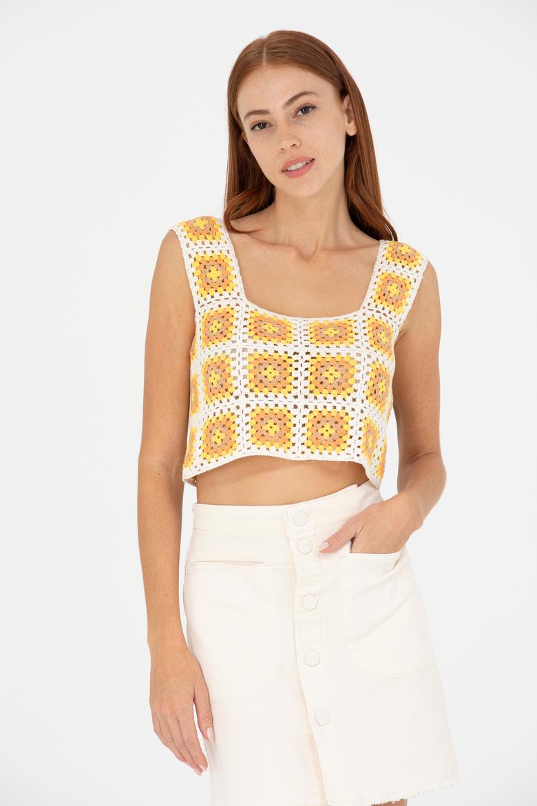 Kadın Krem Kare Yaka Kazak - 50262463003