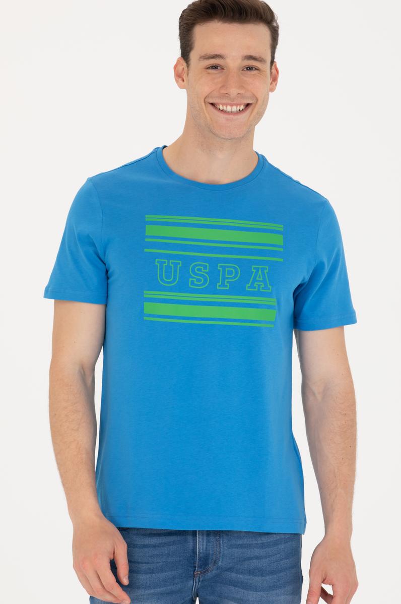 Erkek Saks Bisiklet Yaka Tişört