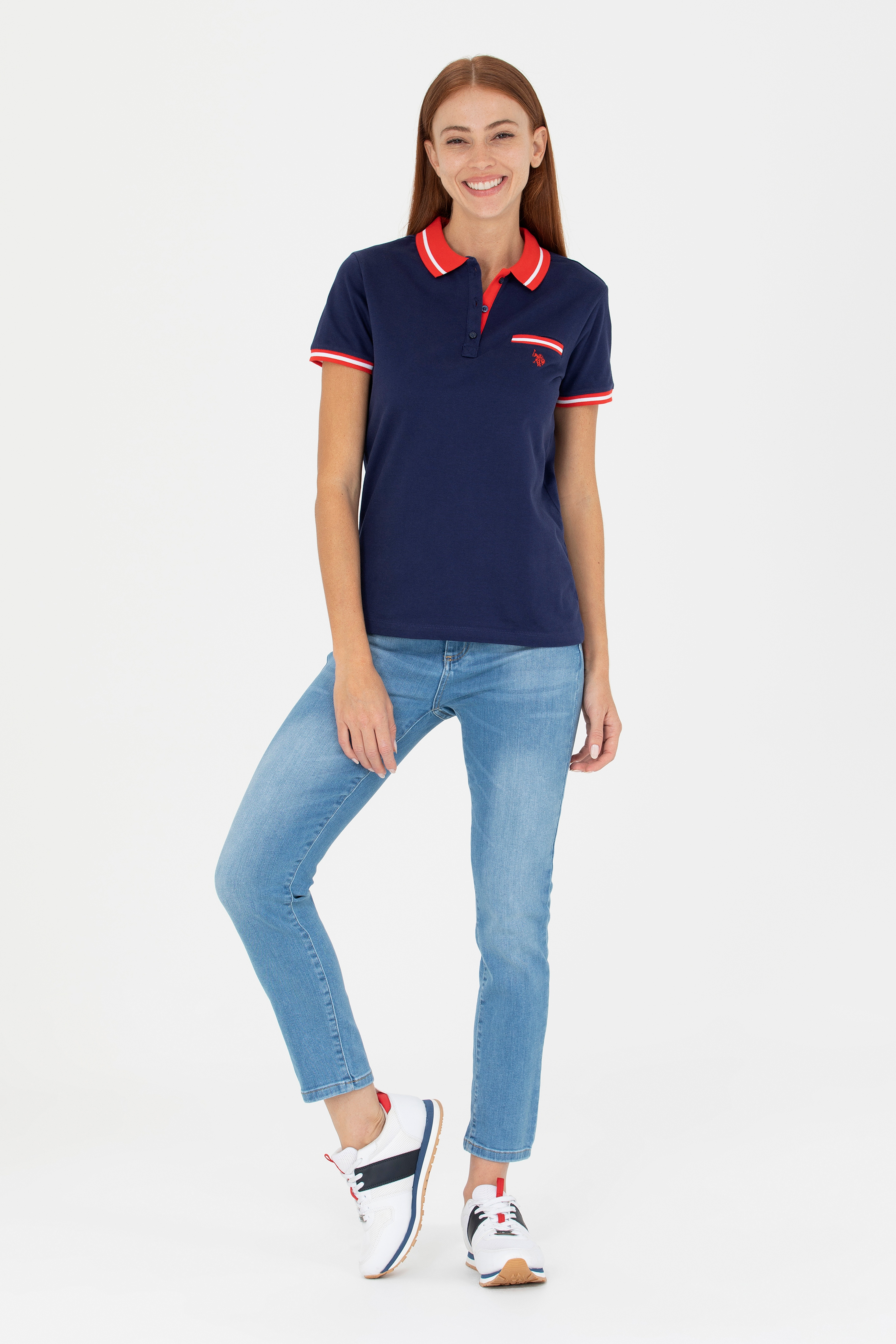 Kadın Lacivert Polo Yaka Tişört - Image 4