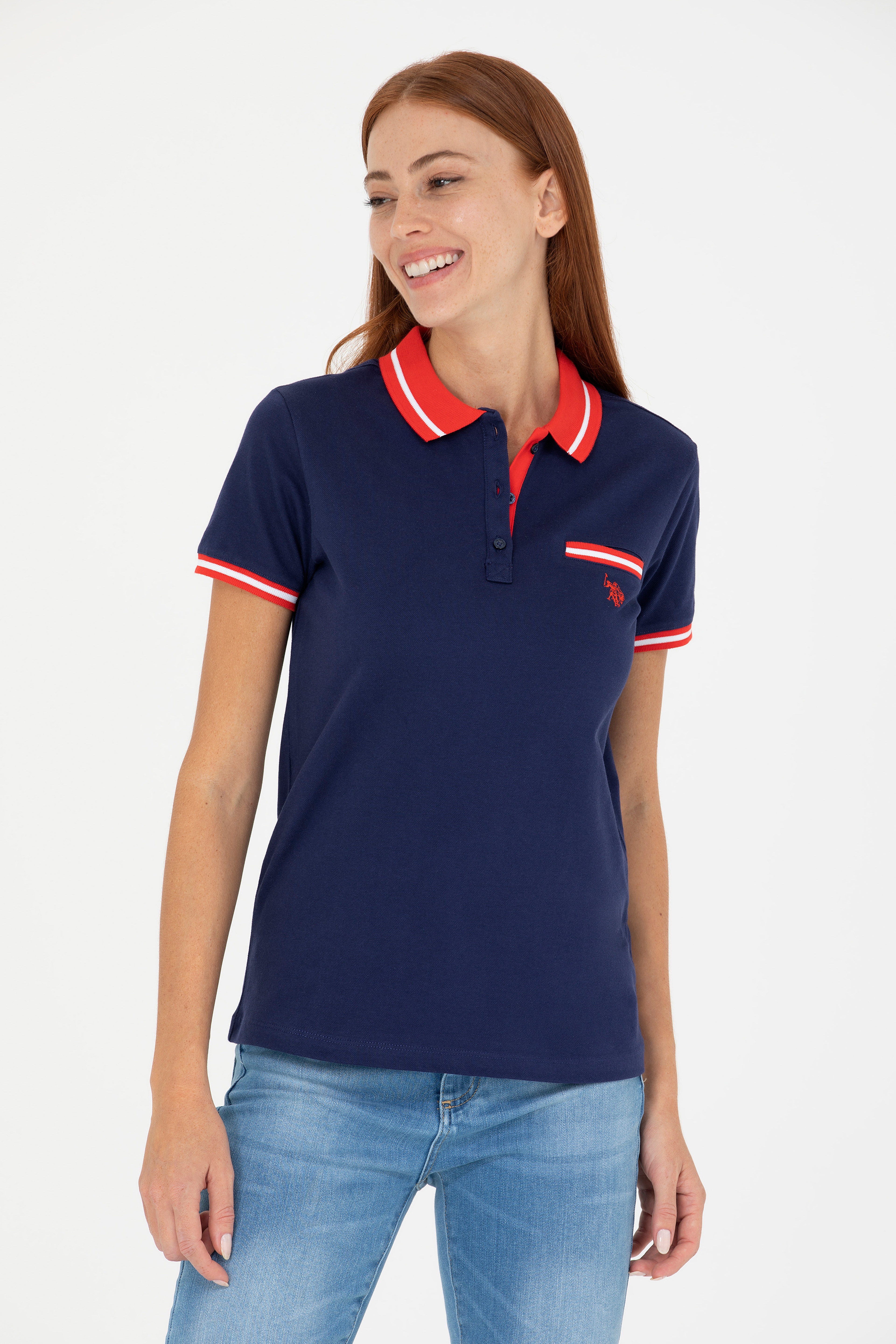 Kadın Lacivert Polo Yaka Tişört