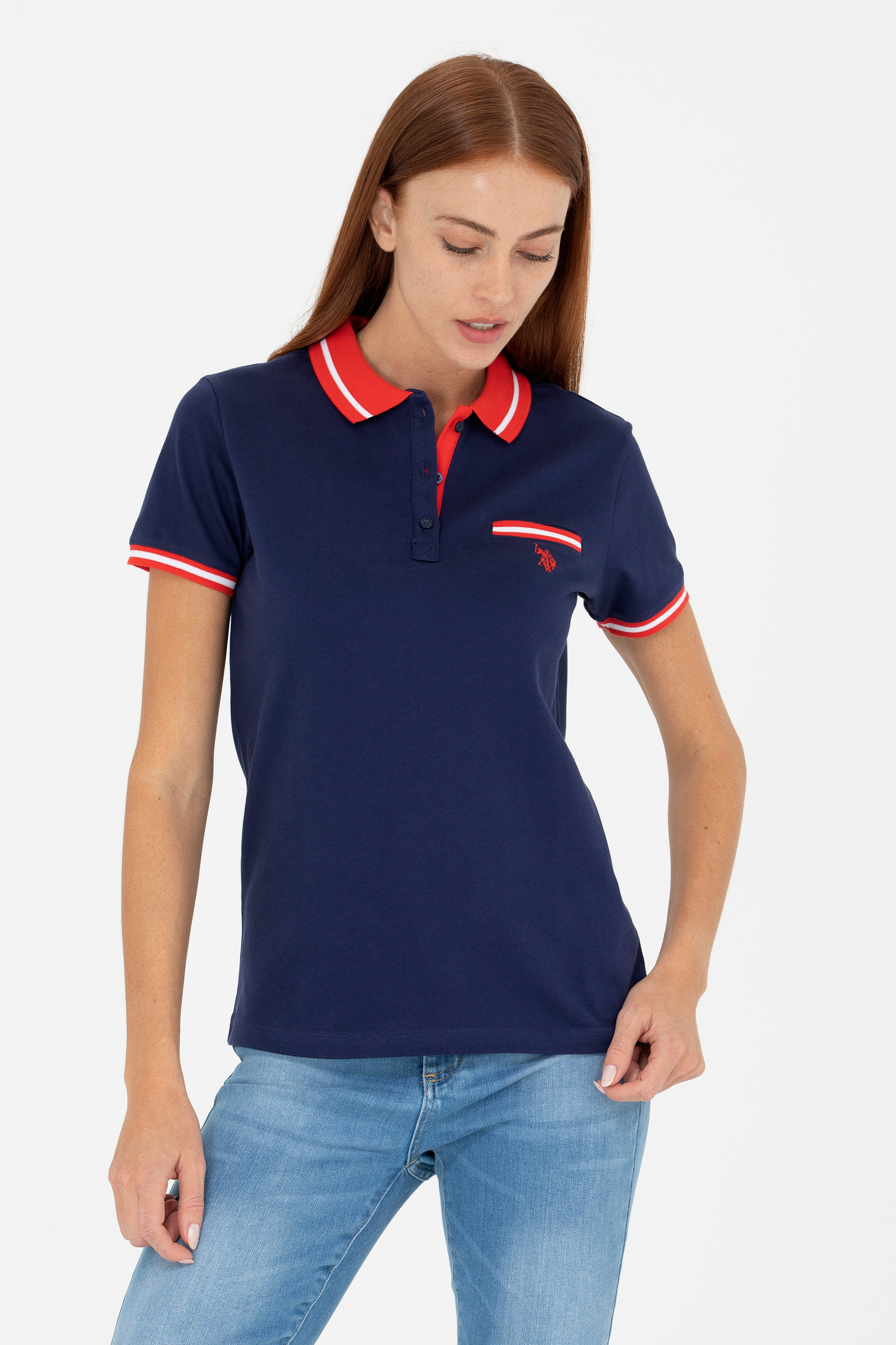 Kadın Lacivert Polo Yaka Tişört