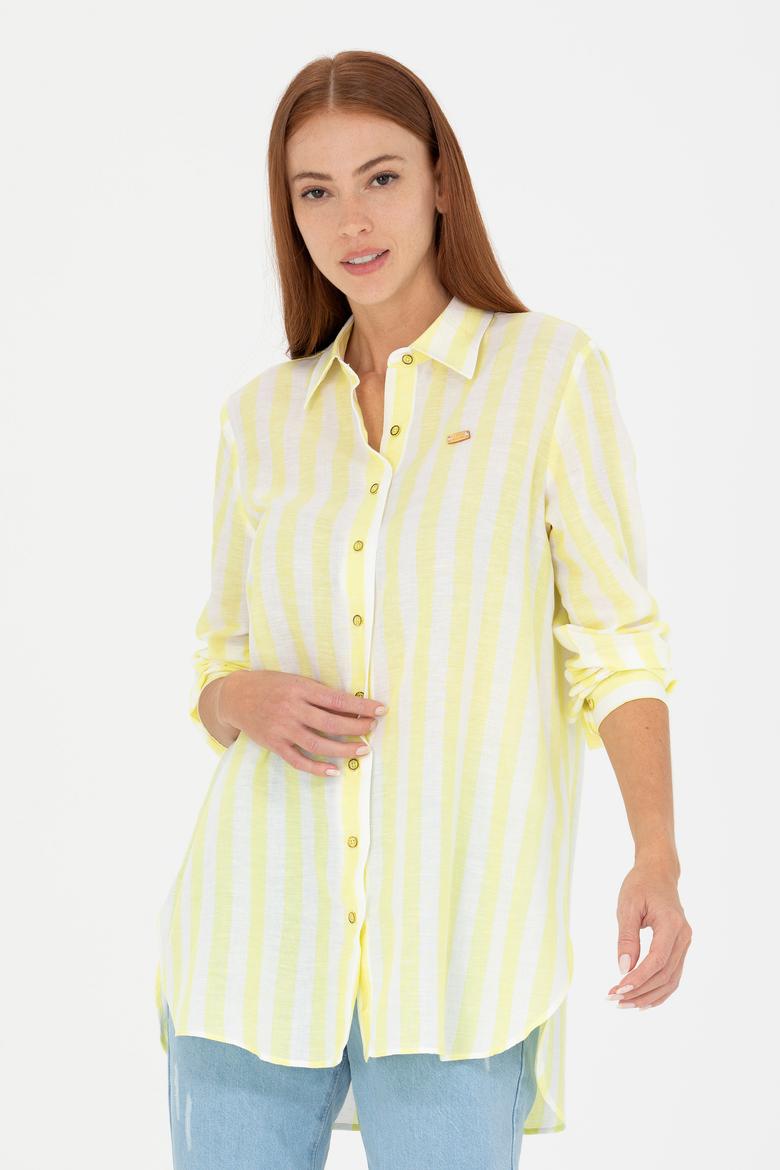 Kadın Neon Sarı Uzun Kollu Gömlek - 50264441019
