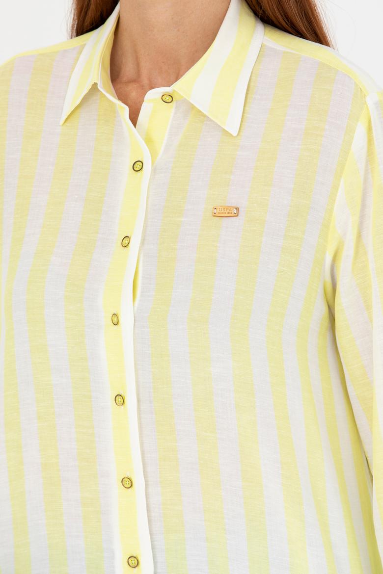 Kadın Neon Sarı Uzun Kollu Gömlek - 50264441019