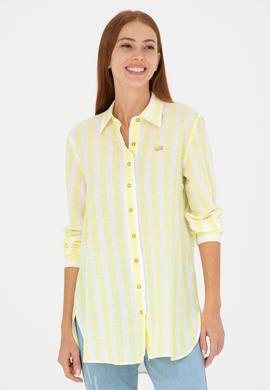 Kadın Neon Sarı Uzun Kollu Gömlek - 50264441019
