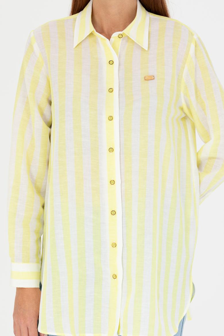 Kadın Neon Sarı Uzun Kollu Gömlek - 50264441019