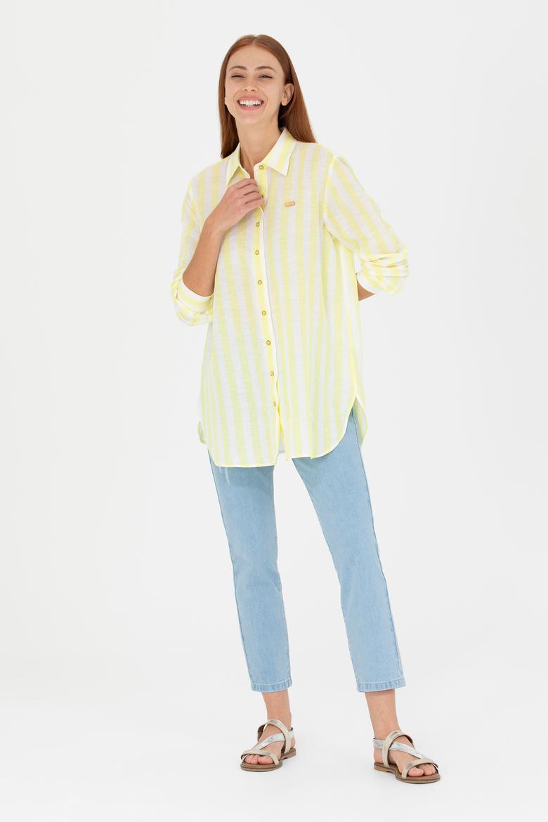 Kadın Neon Sarı Uzun Kollu Gömlek - 50264441019