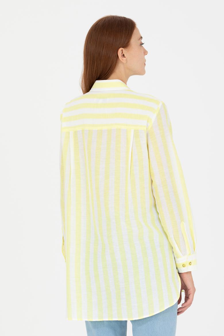Kadın Neon Sarı Uzun Kollu Gömlek - 50264441019