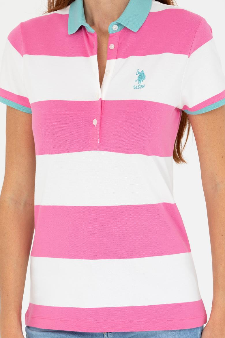 Kadın Pembe Polo Yaka Tişört - 50262960019