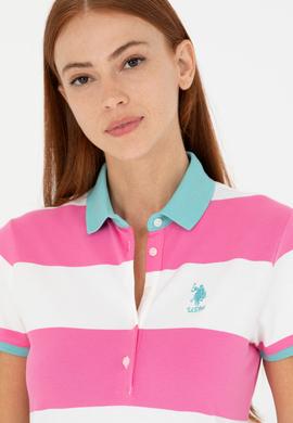 Kadın Pembe Polo Yaka Tişört - 50262960019
