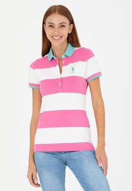 Kadın Pembe Polo Yaka Tişört - 50262960019
