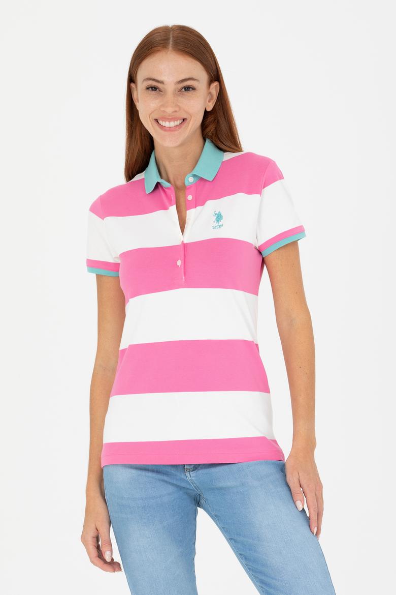 Kadın Pembe Polo Yaka Tişört - 50262960019