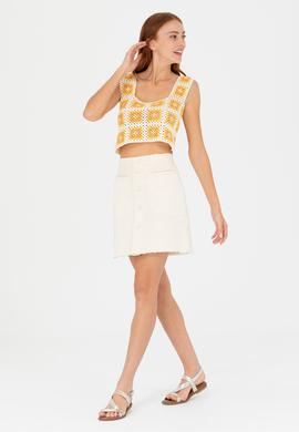Kadın Krem Dokuma Etek - 50263214003