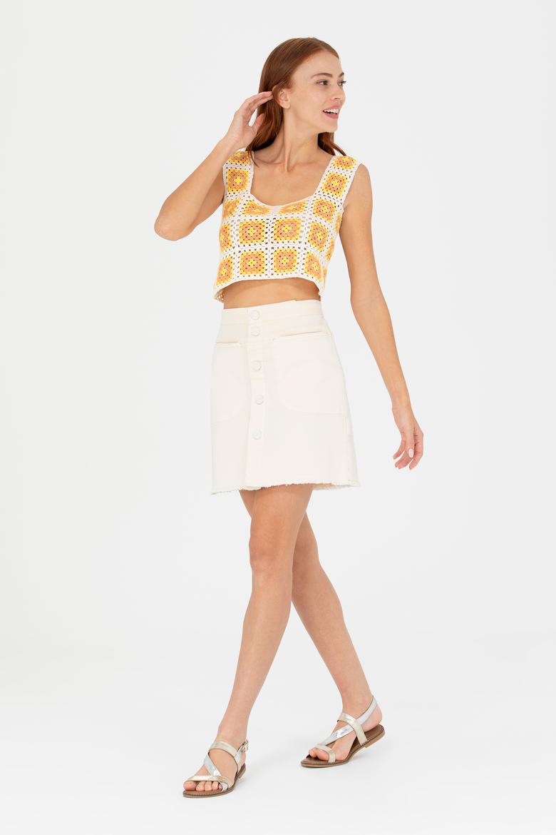 Kadın Krem Dokuma Etek - 50263214003