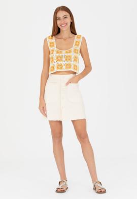 Kadın Krem Dokuma Etek - 50263214003