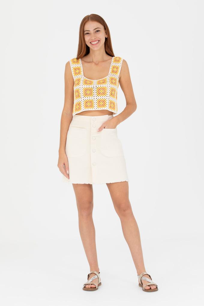 Kadın Krem Dokuma Etek