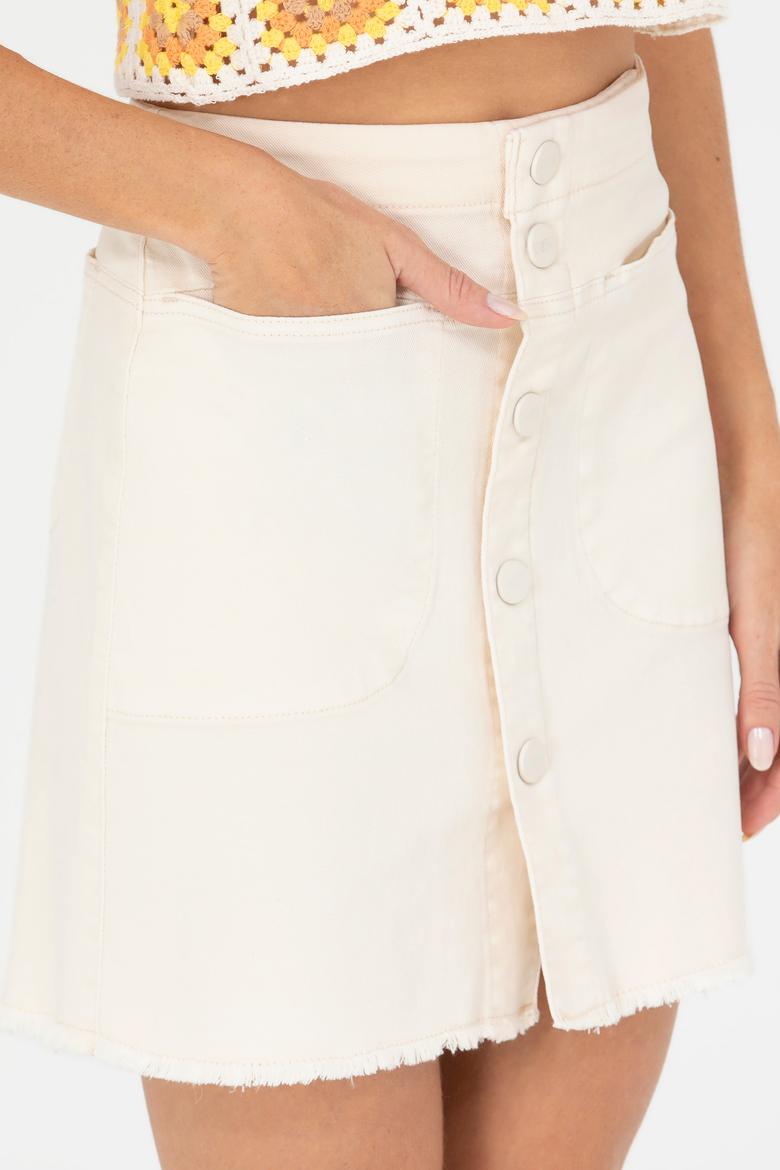 Kadın Krem Dokuma Etek - 50263214003
