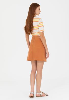 Kadın Kiremit Melanj Dokuma Etek - 50263214039