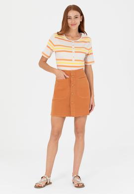 Kadın Kiremit Melanj Dokuma Etek - 50263214039