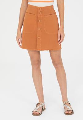 Kadın Kiremit Melanj Dokuma Etek - 50263214039