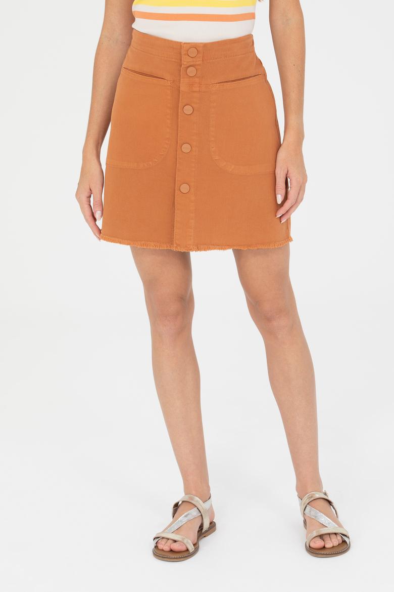 Kadın Kiremit Melanj Dokuma Etek - 50263214039