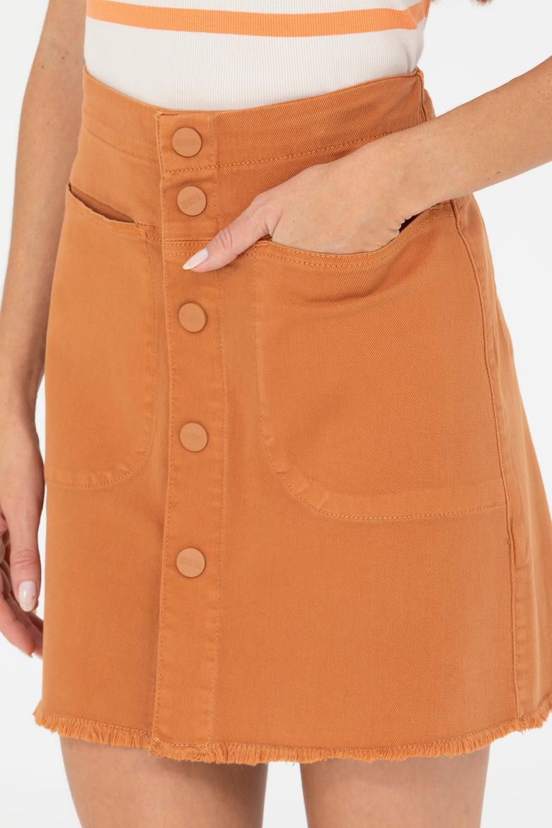 Kadın Kiremit Melanj Dokuma Etek - 50263214039