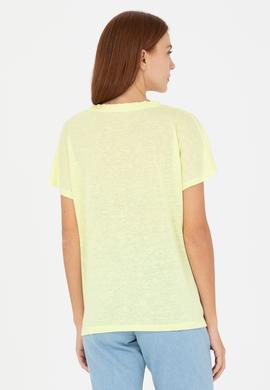 Kadın Açık Sarı V Yaka Tişört - 50263951019