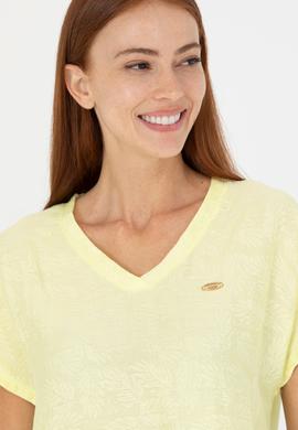 Kadın Açık Sarı V Yaka Tişört - 50263951019