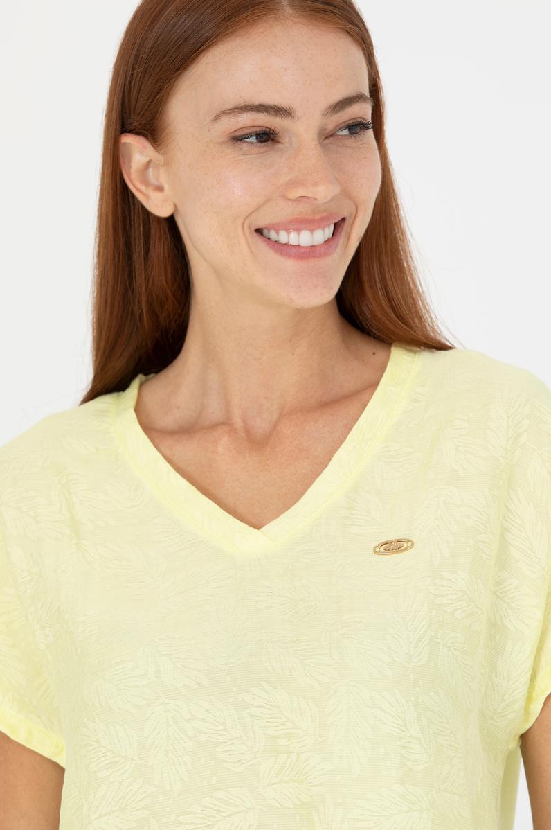 Kadın Açık Sarı V Yaka Tişört