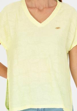 Kadın Açık Sarı V Yaka Tişört - 50263951019