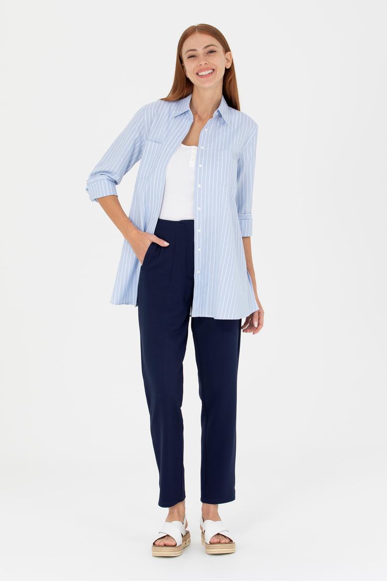 Kadın Lacivert Örme Pantolon