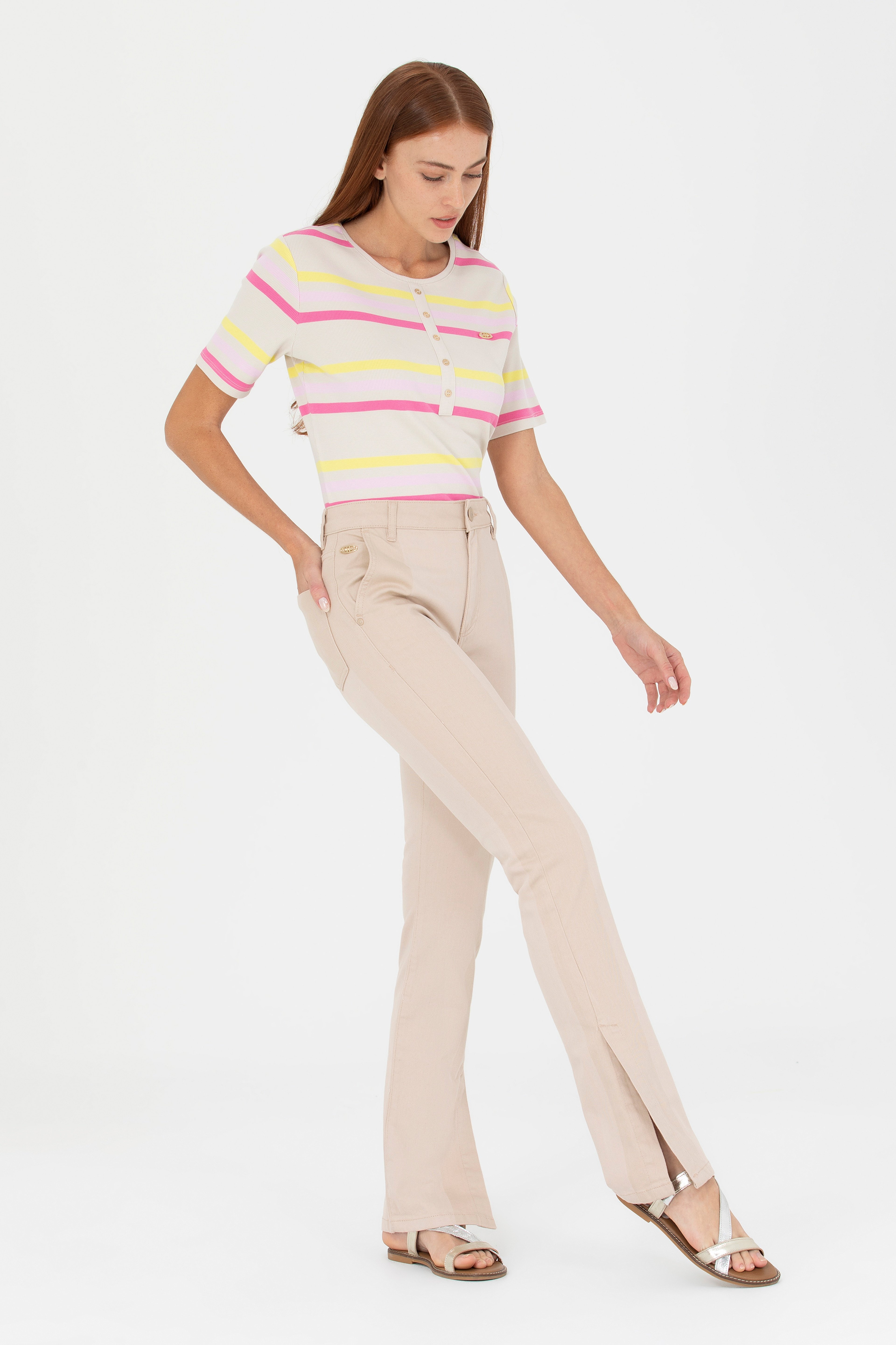 Kadın Krem Jean Pantolon - Image 3