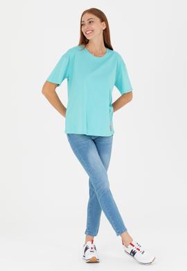 Kadın Mint Bisiklet Yaka Tişört - 50266330049