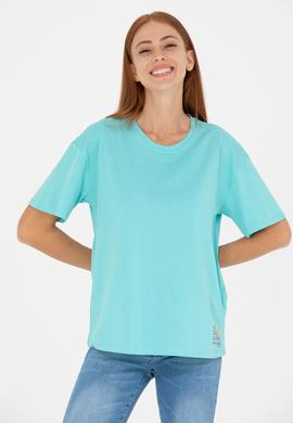 Kadın Mint Bisiklet Yaka Tişört - 50266330049