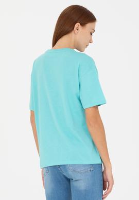 Kadın Mint Bisiklet Yaka Tişört - 50266330049