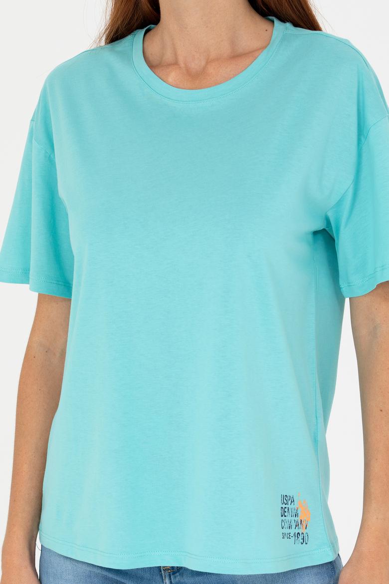 Kadın Mint Bisiklet Yaka Tişört - 50266330049