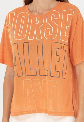 Kadın Kiremit Bisiklet Yaka Tişört - 50263604019