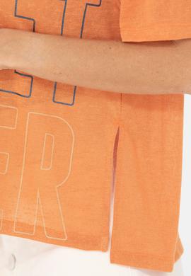 Kadın Kiremit Bisiklet Yaka Tişört - 50263604019