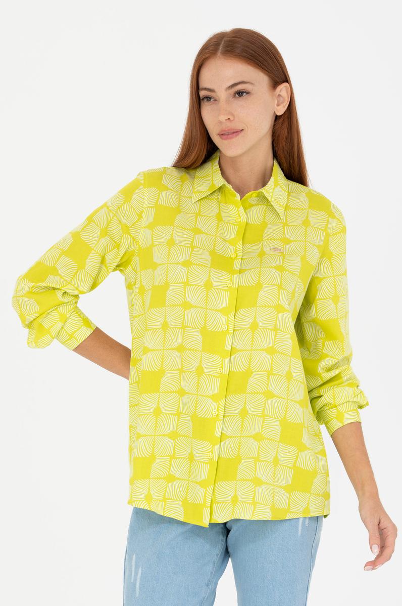 Kadın Neon Sarı Uzun Kollu Gömlek