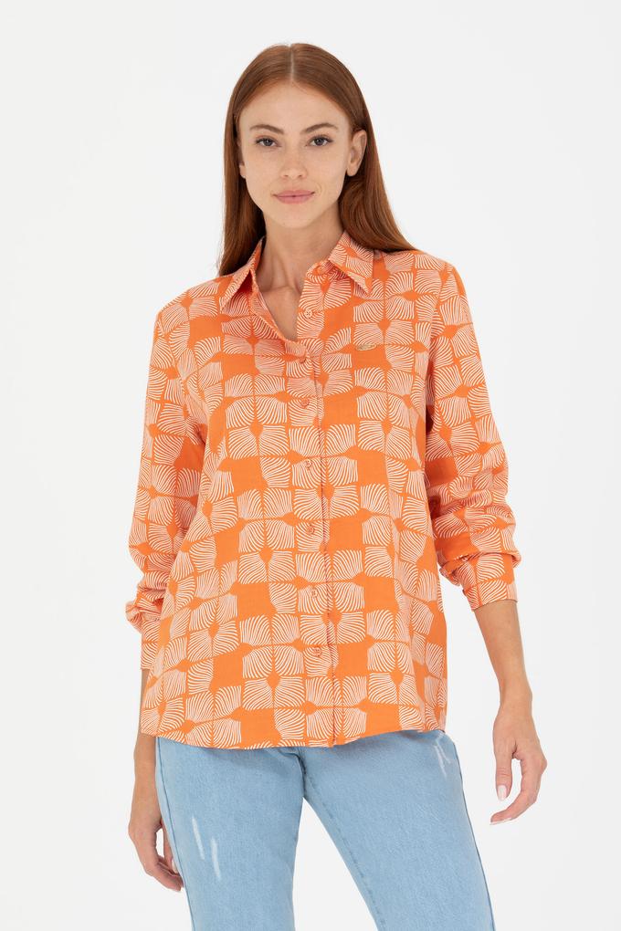 Kadın Kiremit Uzun Kollu Gömlek