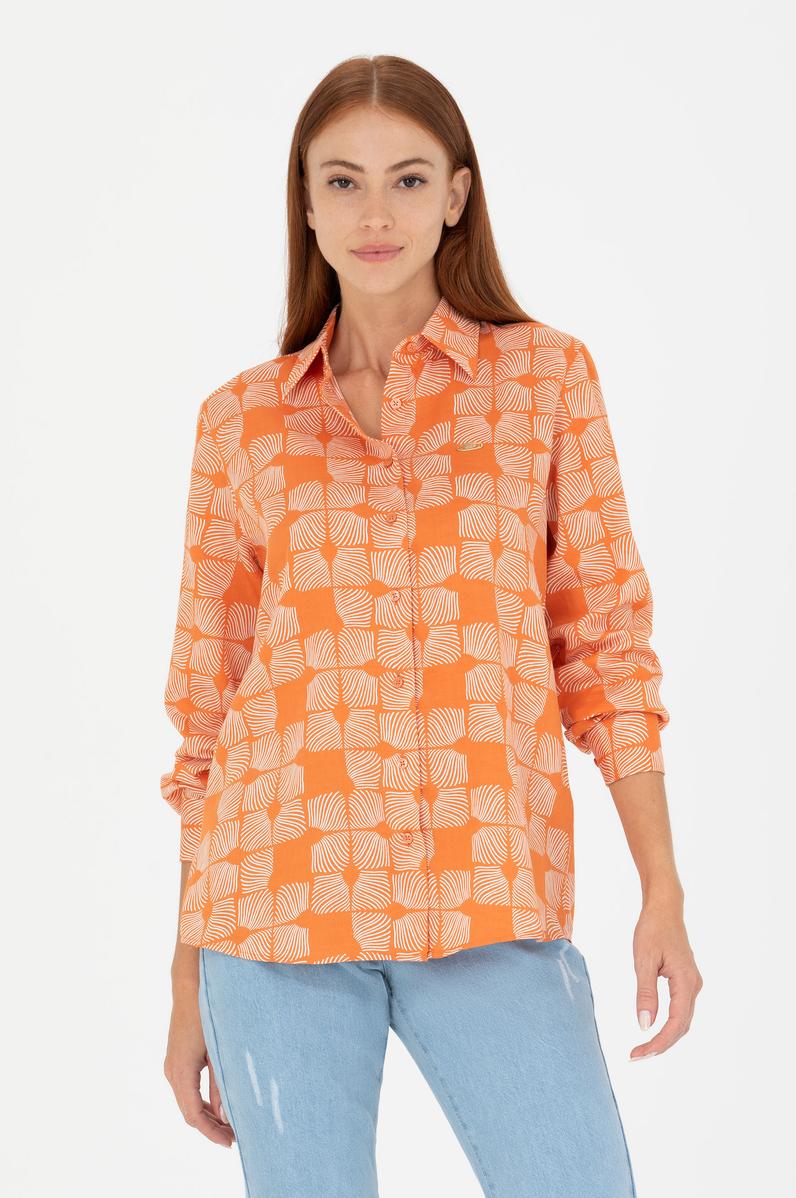 Kadın Kiremit Uzun Kollu Gömlek