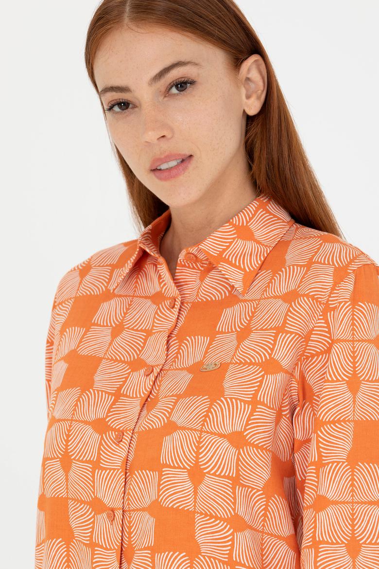 Kadın Kiremit Uzun Kollu Gömlek - 50264437026