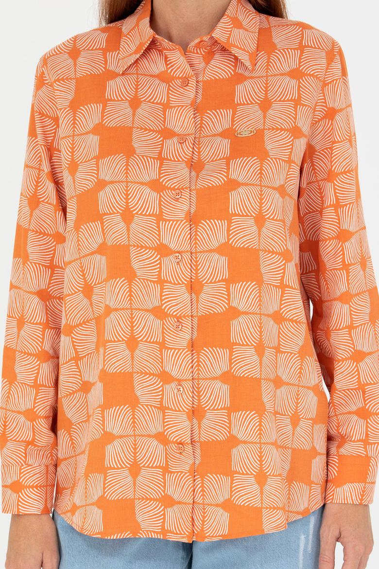 Kadın Kiremit Uzun Kollu Gömlek - 50264437026