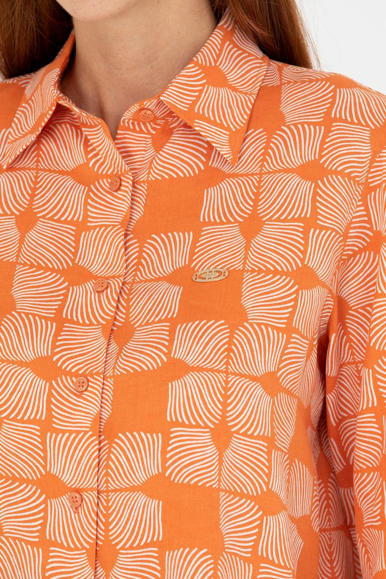 Kadın Kiremit Uzun Kollu Gömlek - 50264437026