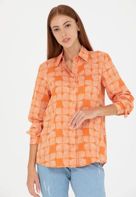 Kadın Kiremit Uzun Kollu Gömlek - 50264437026