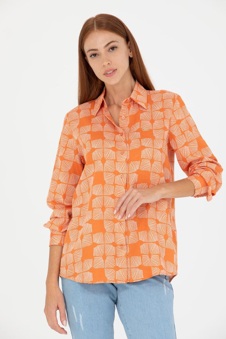 Kadın Kiremit Uzun Kollu Gömlek - 50264437026