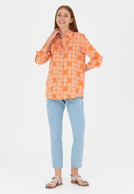 Kadın Kiremit Uzun Kollu Gömlek - 50264437026
