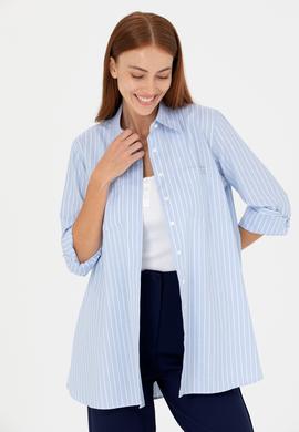 Kadın Mavi Uzun Kollu Tunik - 50266745014